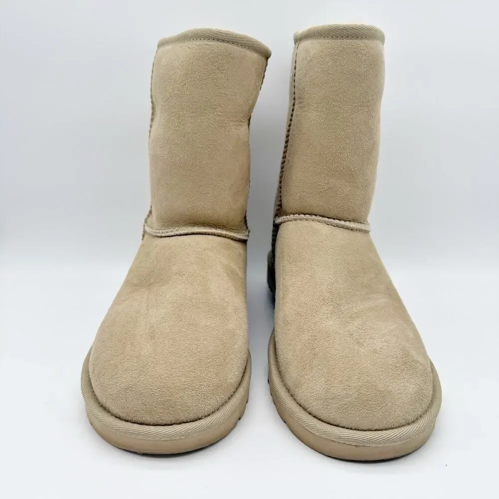 UGG Womens Classic Short II Mid Calf Boots US 8 EU 39 Tan Suede EUC